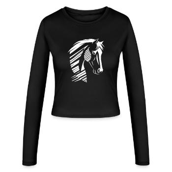 Silhouette de tête de cheval – Design solide - Manches longues slim fit Femme - noir - Devant - AI Model Female 172 light (172cm)