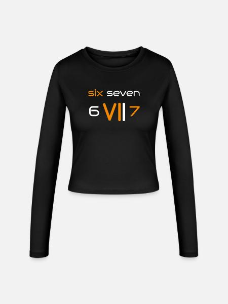 six seven 6 7 - Frauen Slim Fit Langarmshirt - Schwarz