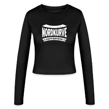 Hoffenheim Nordkurve Stadion Fan Tasse, Tasche  - Frauen Slim Fit Langarmshirt - Schwarz - Vorne - AI Model Female 172 light (172cm)