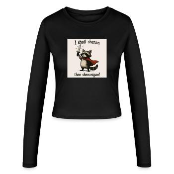 Raccoon Hero Shenanigan - Women's Slim Fit Longsleeve - black - Front - AI Model Female 172 light (172cm)