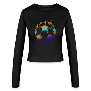Game Day | Soccer Player - Frauen Slim Fit Langarmshirt - Schwarz - Vorne - AI Model Female 172 light (172cm)