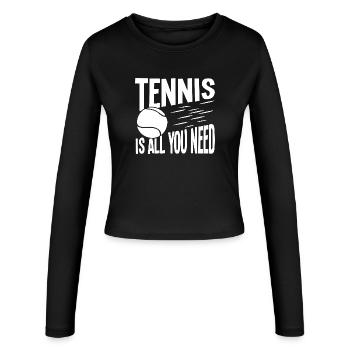 Tennis ist alles, was du brauchst - Frauen Slim Fit Langarmshirt - Schwarz - Vorne - AI Model Female 172 light (172cm)