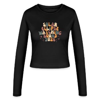 Sun Eclipse Retro Squad - Frauen Slim Fit Langarmshirt - Schwarz - Vorne - AI Model Female 172 light (172cm)