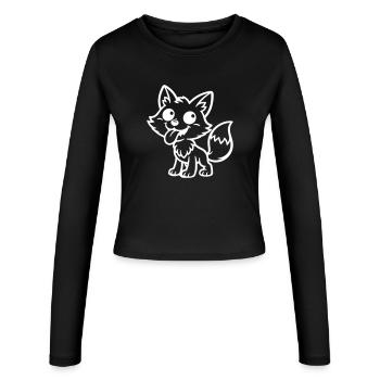 Fuchs Comic Lustig - Frauen Slim Fit Langarmshirt - Schwarz - Vorne - AI Model Female 172 light (172cm)