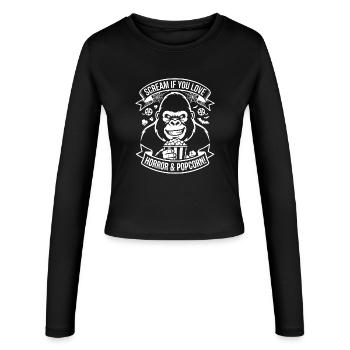 Scream Gorilla Popcorn Design - Manches longues slim fit Femme - noir - Devant - AI Model Female 172 light (172cm)
