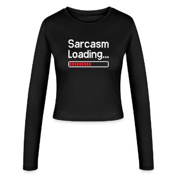 Sarkasmus Ladestatus - Frauen Slim Fit Langarmshirt - Schwarz - Vorne - AI Model Female 172 light (172cm)