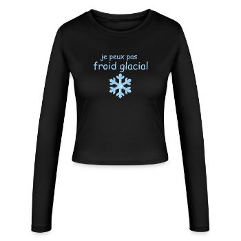 Frisson Glacial Flocon Bleu - Manches longues slim fit Femme - noir - Devant - AI Model Female 172 light (172cm)