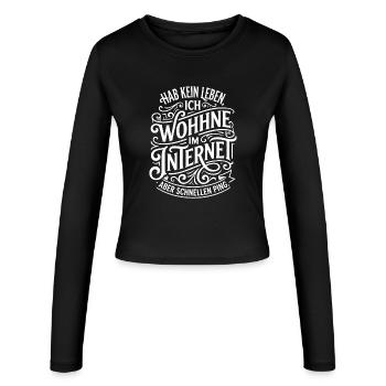 Je vis sur Internet Citation - Manches longues slim fit Femme - noir - Devant - AI Model Female 172 light (172cm)