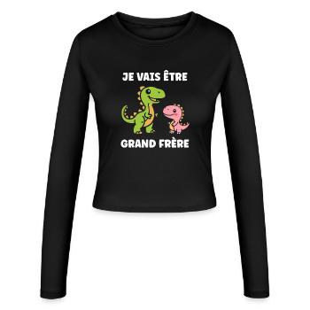 Dinos Futur Grand Frère - Manches longues slim fit Femme - noir - Devant - AI Model Female 172 light (172cm)
