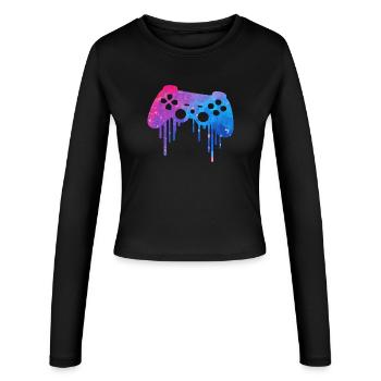 Éclaboussure de jeu - Manches longues slim fit Femme - noir - Devant - AI Model Female 172 light (172cm)