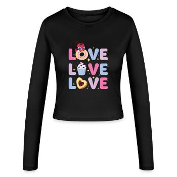 Miraculous Love Love Love Lettering - Women's Slim Fit Longsleeve - black - Front - AI Model Female 172 light (172cm)