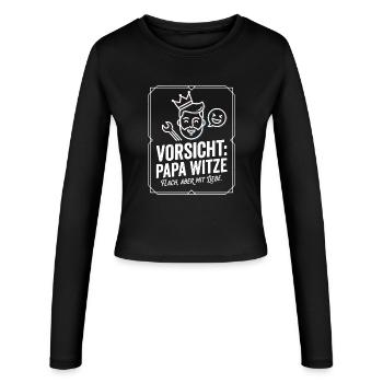 Méfie-toi des blagues de papa - Manches longues slim fit Femme - noir - Devant - AI Model Female 172 light (172cm)