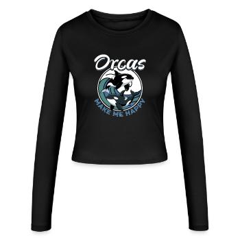 Funny Orca - Frauen Slim Fit Langarmshirt - Schwarz - Vorne - AI Model Female 172 light (172cm)