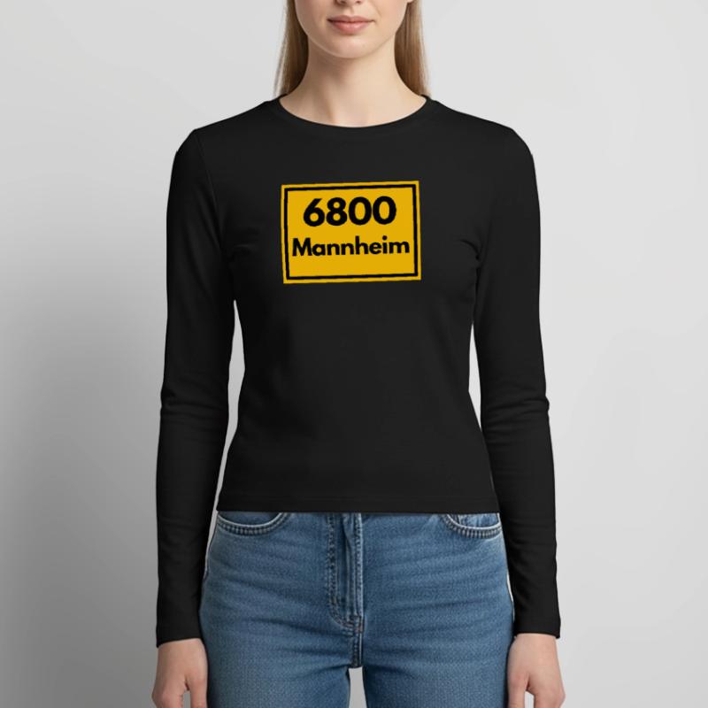 OLD POSTCODE POSTCODE RETRO 6800 MANNHEIM Squares Women's Slim Fit Longsleeve