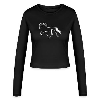 Chevaux de course Silhouette Töltender Tölter - Manches longues slim fit Femme - noir - Devant - AI Model Female 172 light (172cm)