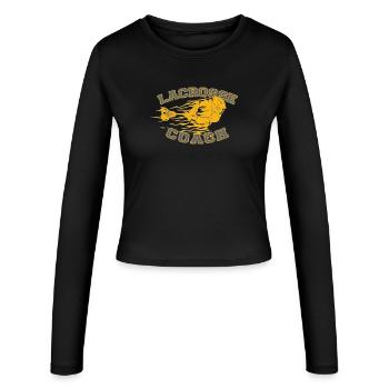 Flaming Lacrosse Coach Dynamic Sports Graphic Tee - Frauen Slim Fit Langarmshirt - Schwarz - Vorne - AI Model Female 172 light (172cm)