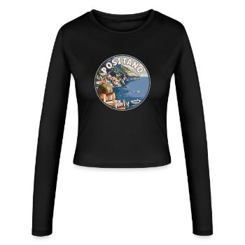 Explorez Positano en Italie Paradis méditerranéen - Manches longues slim fit Femme - noir - Devant - AI Model Female 172 light (172cm)