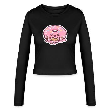 Kawaii Donut with Frosting - Women's Slim Fit Longsleeve - black - Front - AI Model Female 172 light (172cm)
