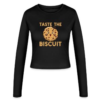Taste the Biscuit - Women's Slim Fit Longsleeve - black - Front - AI Model Female 172 light (172cm)