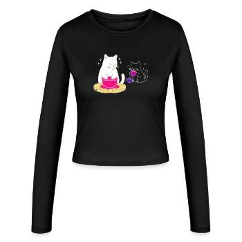Vie de chat artisan – Du Rouet au Thé - Manches longues slim fit Femme - noir - Devant - AI Model Female 172 light (172cm)