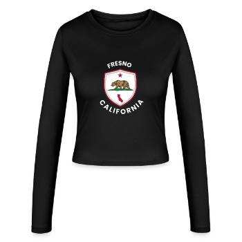 Fresno Shield Bear Emblem - Women's Slim Fit Longsleeve - black - Front - AI Model Female 172 light (172cm)