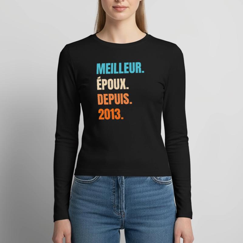 Bester Ehemann seit 2013 Geschenk-Ehemann Frauen Slim Fit Langarmshirt
