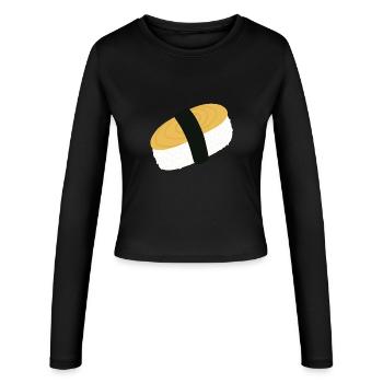 Tamagoyaki Nigiri - Frauen Slim Fit Langarmshirt - Schwarz - Vorne - AI Model Female 172 light (172cm)