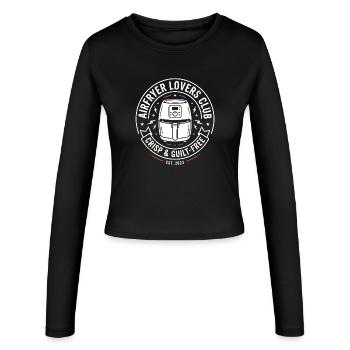Airfryer Lovers Club Crisp Guilt Free - Frauen Slim Fit Langarmshirt - Schwarz - Vorne - AI Model Female 172 light (172cm)
