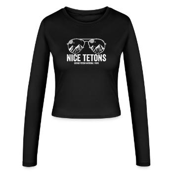 Magnifiques Tetons, parc national du Grand Teton, Grand Tet - Manches longues slim fit Femme - noir - Devant - AI Model Female 172 light (172cm)