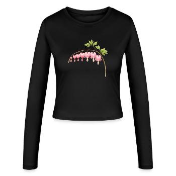 Bleeding Heart Pink Spring Flower - Women's Slim Fit Longsleeve - black - Front - AI Model Female 172 light (172cm)