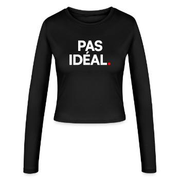 PAS IDÉAL. – Réaction Humour Minimaliste - Manches longues slim fit Femme - noir - Devant - AI Model Female 172 light (172cm)