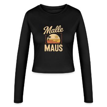 Mallemaus JGA Frauen Mallorca Fan Party Malle Maus - Frauen Slim Fit Langarmshirt - Schwarz - Vorne - AI Model Female 172 light (172cm)