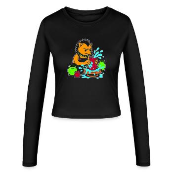 Splash de chiot de poterie - Manches longues slim fit Femme - noir - Devant - AI Model Female 172 light (172cm)