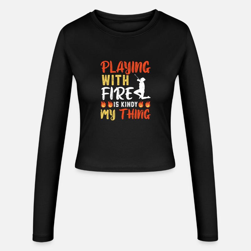 Dancing Vortex Dance School Fire Stick Dancer - Women's Slim Fit Longsleeve - black