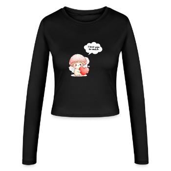 Mignonne Champignon Love Design Je t’aime - Manches longues slim fit Femme - noir - Devant - AI Model Female 172 light (172cm)