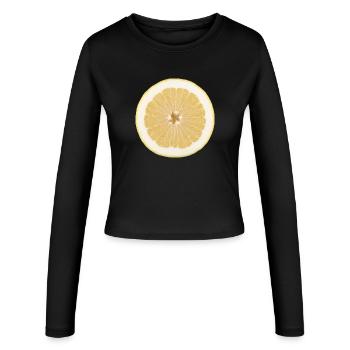 Lemon, Citrus, Lemon Slice, Shirt, Hoodie - Women's Slim Fit Longsleeve - black - Front - AI Model Female 172 light (172cm)