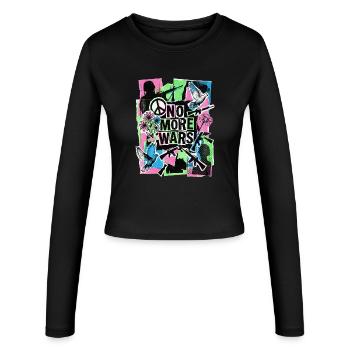 Peace: Never again war - Women's Slim Fit Longsleeve - black - Front - AI Model Female 172 light (172cm)