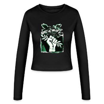 Against War Peace Fist - Women's Slim Fit Longsleeve - black - Front - AI Model Female 172 light (172cm)