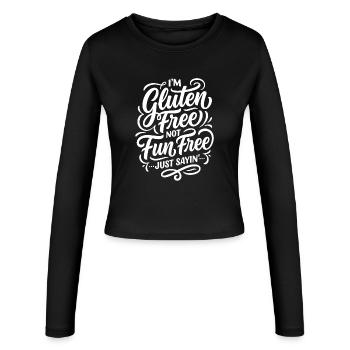Glutenfrei Fun Free Humor Spruch - Frauen Slim Fit Langarmshirt - Schwarz - Vorne - AI Model Female 172 light (172cm)