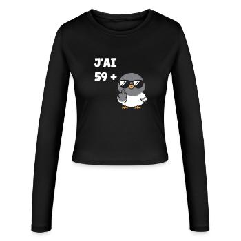 60 years - Women's Slim Fit Longsleeve - black - Front - AI Model Female 172 light (172cm)
