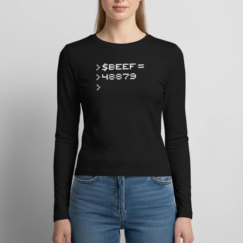 BEEF 8-bit Code Nerd Pixel Terminal Rétro Manches longues slim fit Femme