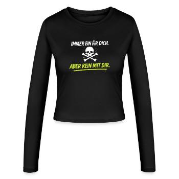 Neon Schädelkreuz mit Spruch - Frauen Slim Fit Langarmshirt - Schwarz - Vorne - AI Model Female 172 light (172cm)