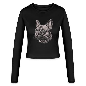Bouledogue Français - Illustration - Manches longues slim fit Femme - noir - Devant - AI Model Female 172 light (172cm)