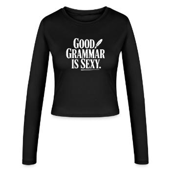 Une bonne grammaire, c’est sexy - Manches longues slim fit Femme - noir - Devant - AI Model Female 172 light (172cm)