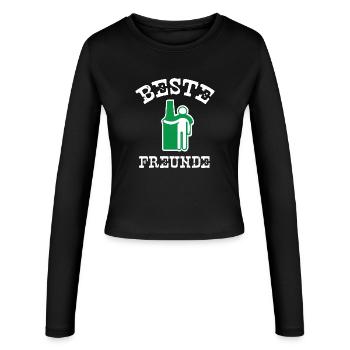 Beste Freunde Bierflasche Duo / Vatertag Humor - Frauen Slim Fit Langarmshirt - Schwarz - Vorne - AI Model Female 172 light (172cm)