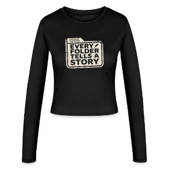 Chaque dossier raconte une histoire - Manches longues slim fit Femme - noir - Devant - AI Model Female 172 light (172cm)