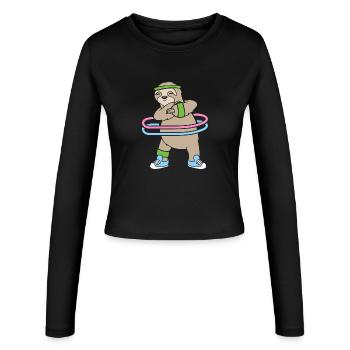 Hula Hup Hullern Huller Hoop Faultier - Frauen Slim Fit Langarmshirt - Schwarz - Vorne - AI Model Female 172 light (172cm)