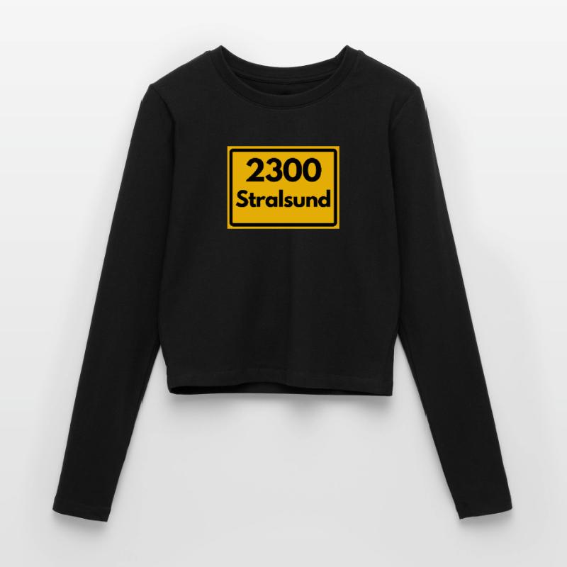 OLD POSTCODE POSTCODE RETRO 2300 STRALSUND HEIMAT Women's Slim Fit Longsleeve