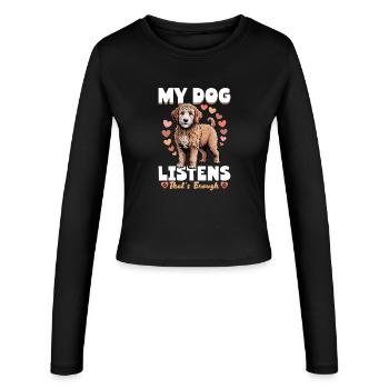 Goldendoodle Dog Breed - Women's Slim Fit Longsleeve - black - Front - AI Model Female 172 light (172cm)