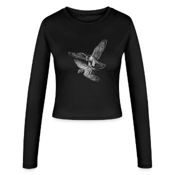 Wanderfalke - Frauen Slim Fit Langarmshirt - Schwarz - Vorne - AI Model Female 172 light (172cm)